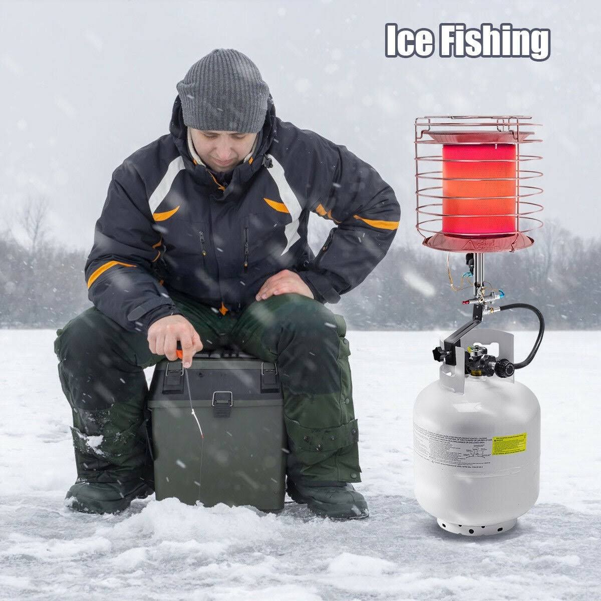 35,000-42,000 BTU 360 Degree Camping Top Propane Heater - Silver