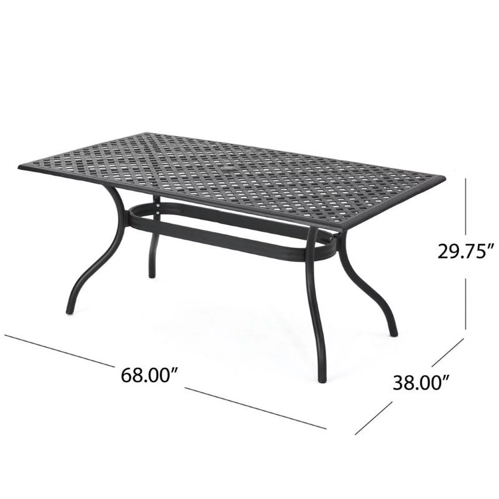 Noble House Cayman 68" Cast Aluminum Patio Dining Table in Black Sand