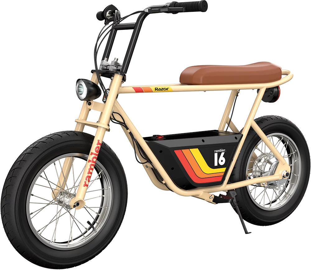 Razor Rambler 16 &ndash; 36V Seated Electric Scooter, up to 15 mph, Retro Style Minibike for Teen & Adult