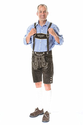 Authentic Lederhosen German Lederhosen Outfit Bavarian Clothing, BERGKRISTALL Dark Brown