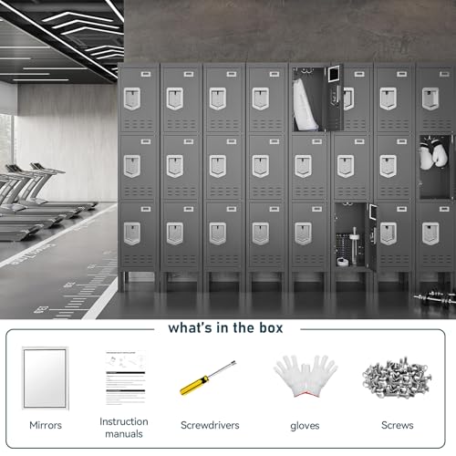 Metal Cabinet Home Office Storage,Lockers,Lockable Employees Metal Locker with Door,54" Height Steel Locker,Lockable Steel Locker for Gym,School,Home