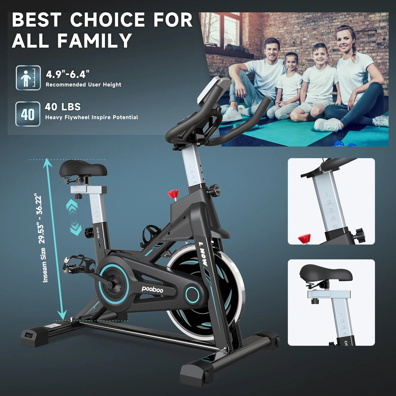 Pooboo Indoor Cycling Bike Exercise Bikes Stationary Magnetic Resistance for Home Cardio Workout Machine 350lb Flywheel 35lbs