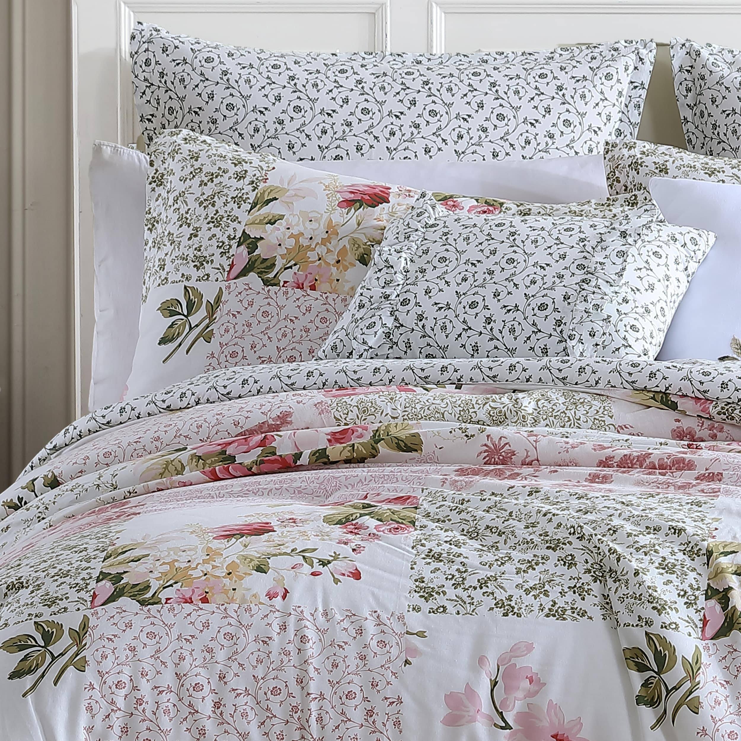 Laura Ashley Ailyn Cotton Pink Comforter Bonus Set (Twin)
