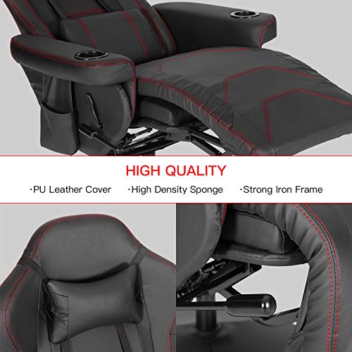 Modern-Depo Gaming Recliner Chair with Speakers, Massage, High Back, Cupholder, Headrest, Lumbar Support