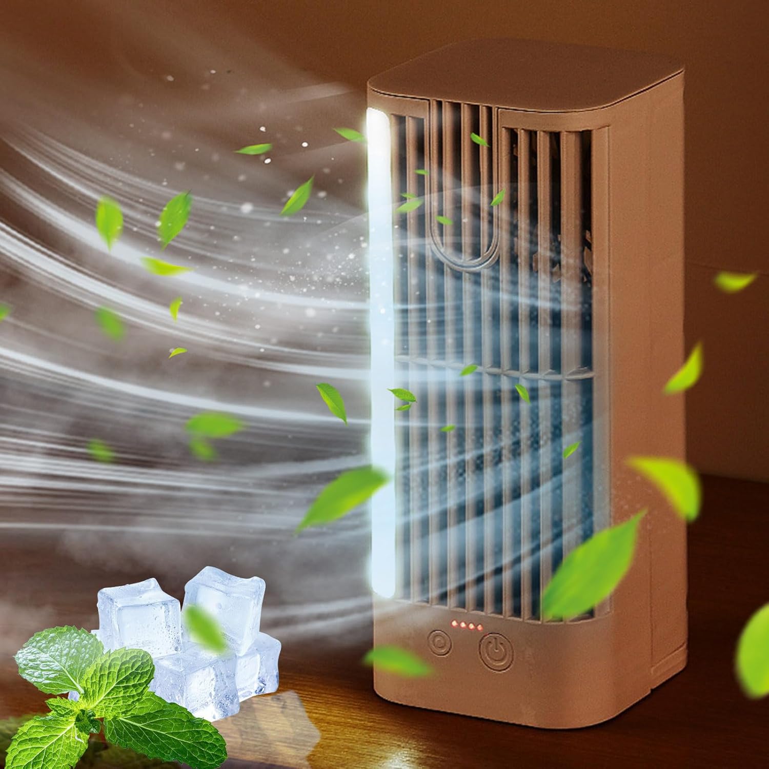Air-conditioner Cooling Fan | Quiet Desktop Fan with Night Light | Strong Indoor Cooling | Small Household Fan for Air Circulation | Cool Down Room