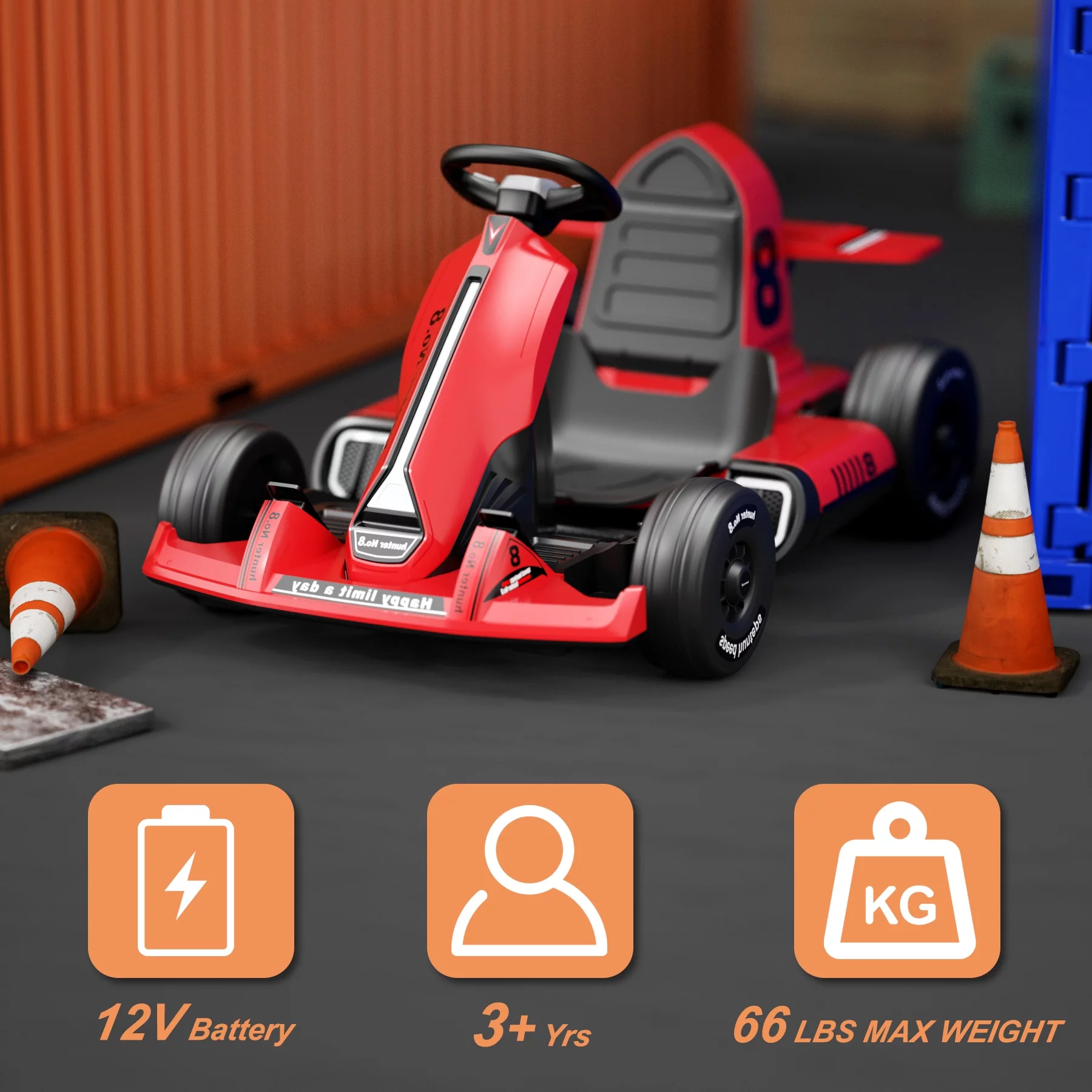KORIMEFA Electric Vehicles, Outdoor Race Pedal Go Karting Car for Kids Adults, Remote Control Powered Ride on Toys 12V