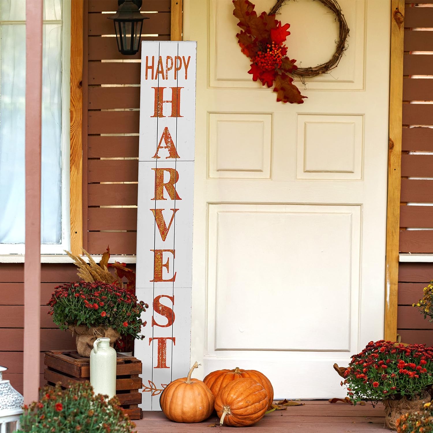 Outdoor Welcome Sign for Front Porch Decor, Interchangeable Seasonal Icons Vertical Welcome Sign, Modern Farmhouse Decor for The Home