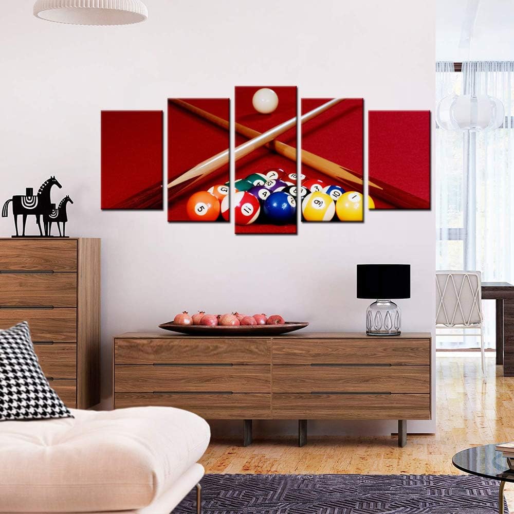 Biuteawal Playing Pool Table Billiard Balls Picture Canvas Wall Art Sport Giclee Prints Snooker Photo Painting for Home Game Room Club Bar Wall