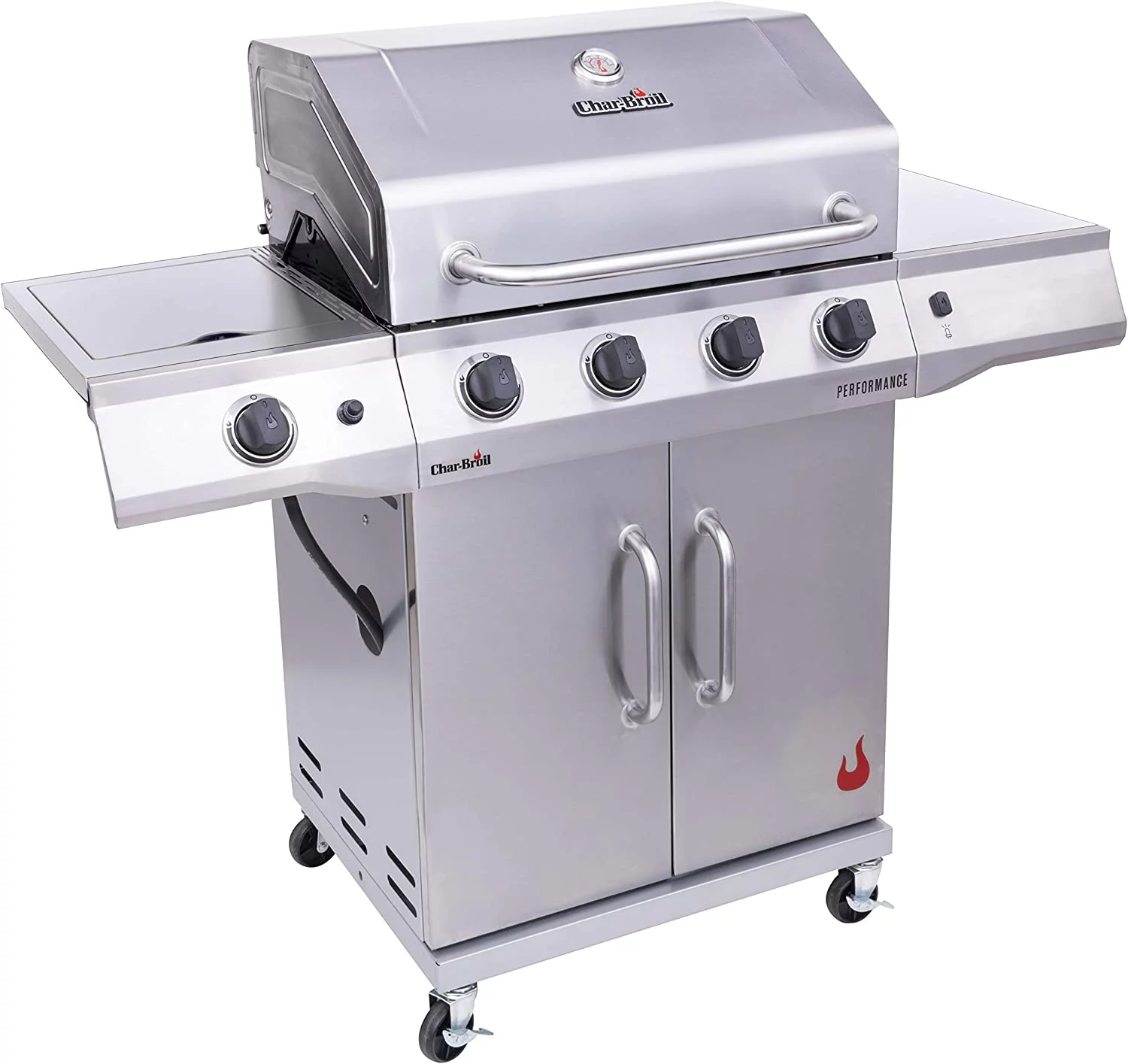 Char-Broil Performance Series Convective 4-Burner with Side Burner Cabinet Propane Gas Stainless Steel Grill