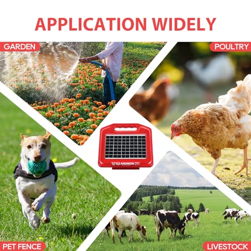 30 Miles Solar Fence Charger, 0.53 Joule Solar Electric Fence Charger for Livestock, Horses, Cattle Sheep