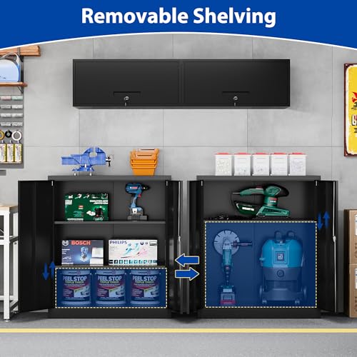 Metal Garage Storage Cabinet with Wheels,Metal Storage Cabinet with Adjustable Shelves,Steel Tool Cabinets with Locking Door for Home, School, Office