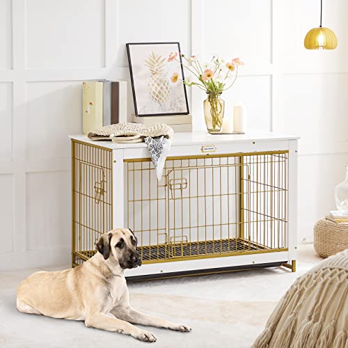 HOOBRO Dog Crate Furniture, 38.6" Large Dog Kennel Indoor, Wooden Cage with Pull-Out Tray