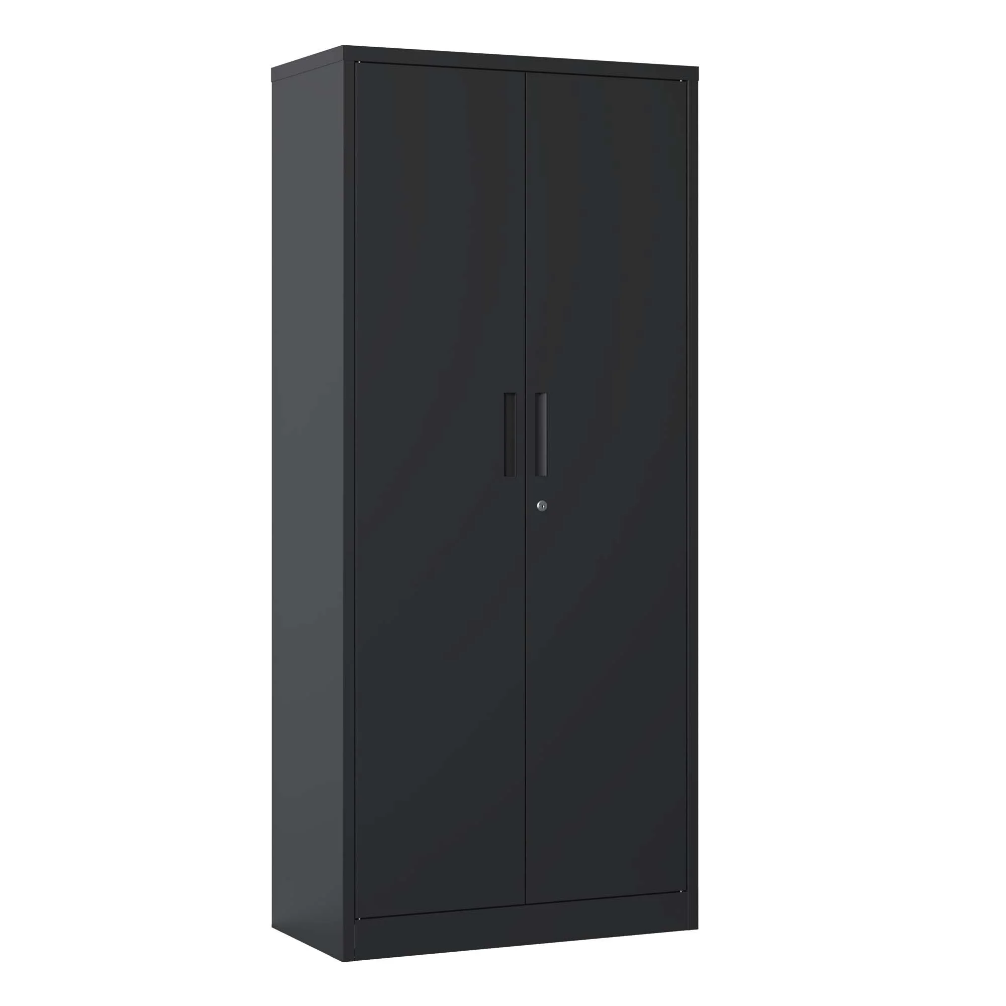 72"H Metal Garage Storage Cabinet, Black Tool Steel Locking Cabinet with Doors and 4 Shelves