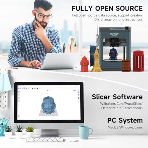 TINA2Plus 3D Printer, HEPHI3D 250mm/s High Speed FDM 3D Printers Fully Open Source, Auto Leveling Mini 3D Printer with WiFi Cloud Print