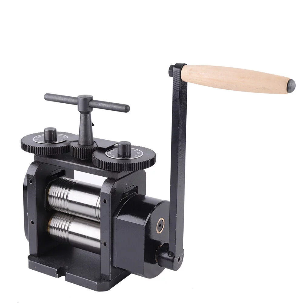 Fichiouy Jewelry Rolling Mill Machine 110mm Manual Combination Rolling Mill Square Line Flat Semi-Circular Press Rolling Mill Jewelry Marking Tools