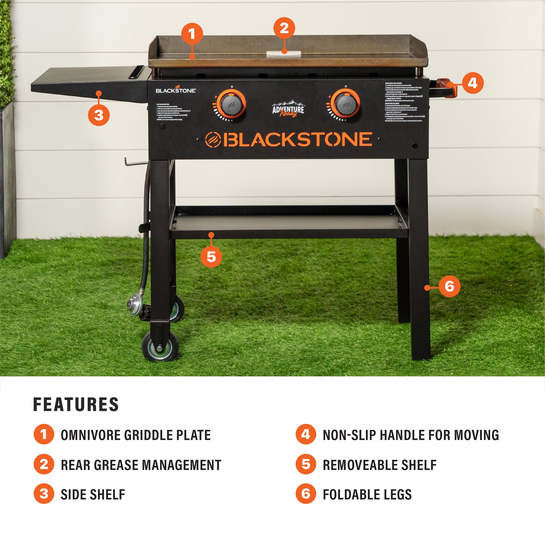 Blackstone Adventure Ready 2-Burner 28” Propane Griddle with Omnivore Griddle Plate