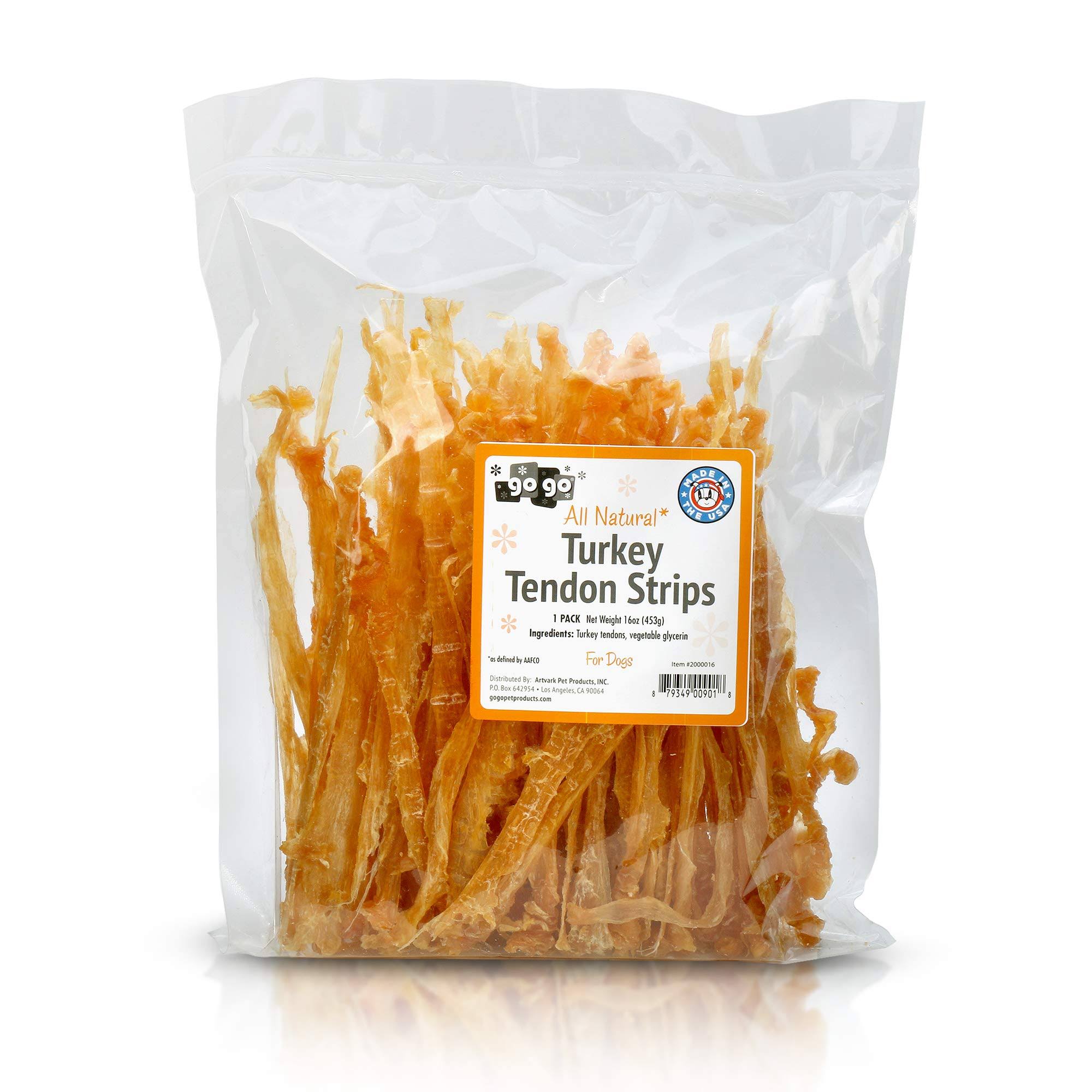 Gogo Turkey Tendon Strips Dog Chew Treats Sourced and Made in The USA