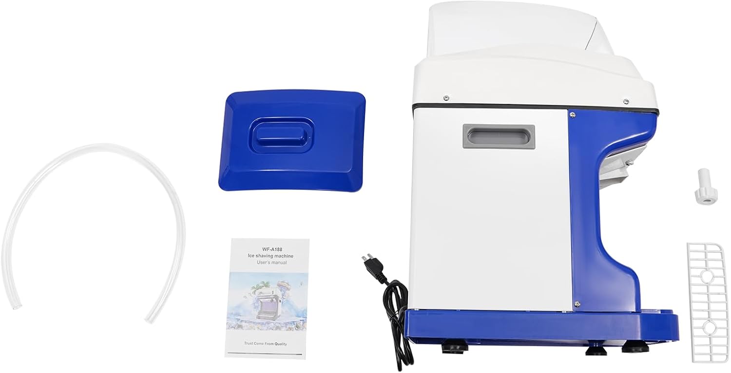 Electric Shaved Ice Machine 5L/5.28Qt Commercial Ice Crusher Tabletop Ice Shaver Ice Shaving Machine 250W 110V Snow Cone Maker Thickness Adjustable