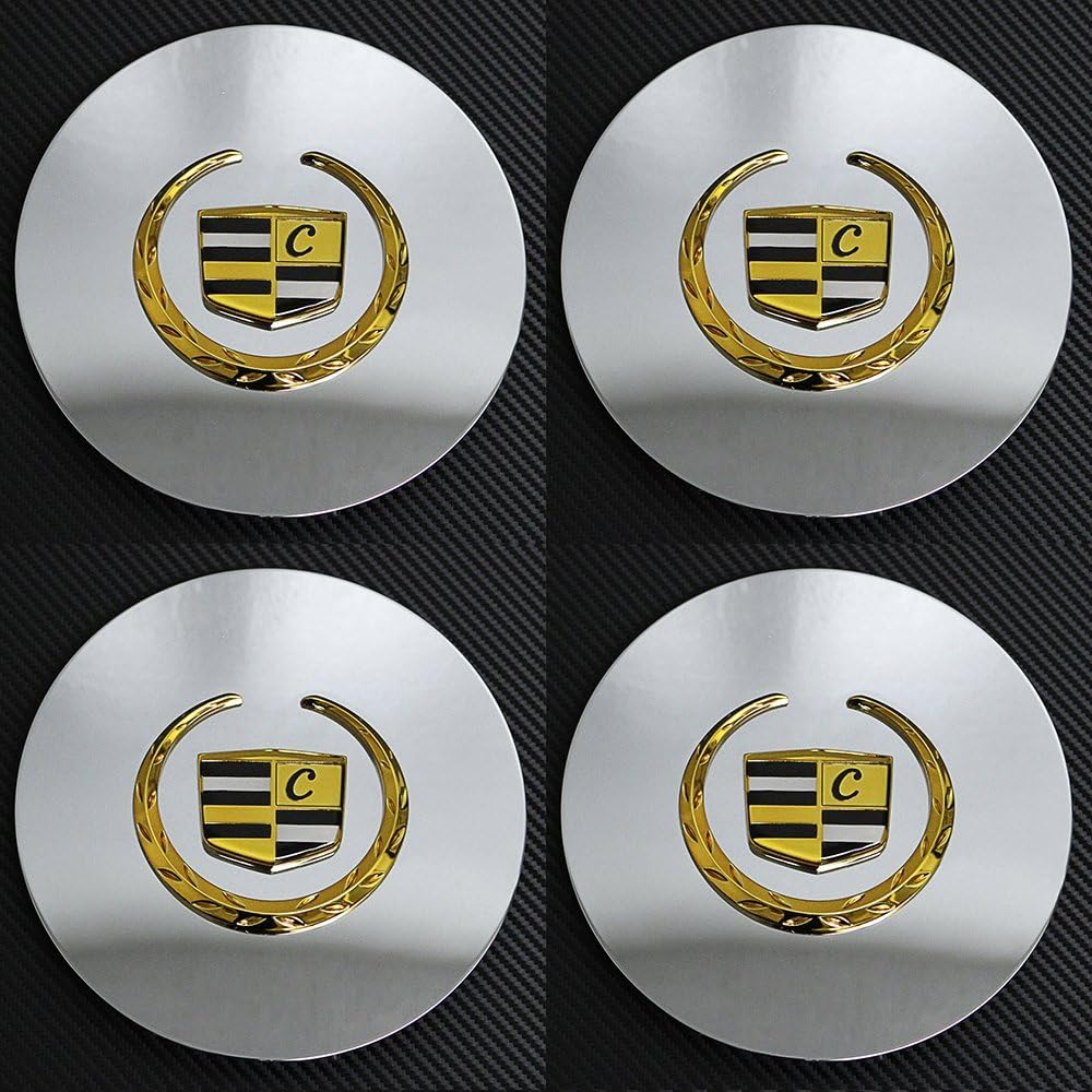 OxGord Center Caps Compatible with 96-05 Cadillac DeVille, 01-02 DHS, 00-08 DTS, 95-02 El Dorado, 95-02 Seville (Pack of 4) Wheel Covers