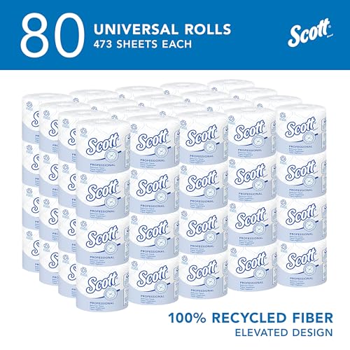 Scott® Professional 100% Recycled Fiber Standard Roll Bulk Toilet Paper (13217), 2-Ply, Elevated Design, White