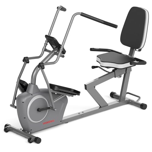 VANSWE Recumbent Exercise Bike with Arm Exerciser for Seniors Adults Home Training - Elliptical Recumbent Cross Trainer with Magnetic Resistance