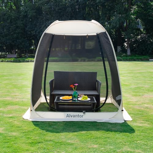 Alvantor Screen House Gazebo, 6-10-15 Person Pop Up Igloo Screened Canopy Tent with Mosquito Netting Sides