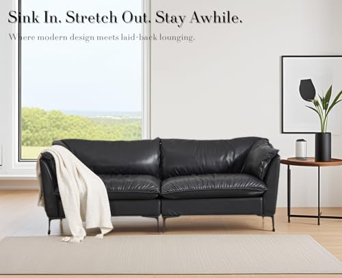CIMOTA 80'' Faux Leather Loveseat Sofa for Living Room, Modern 2 Seater Small Cloud Couch for Bedroom/Small Space/Apartment