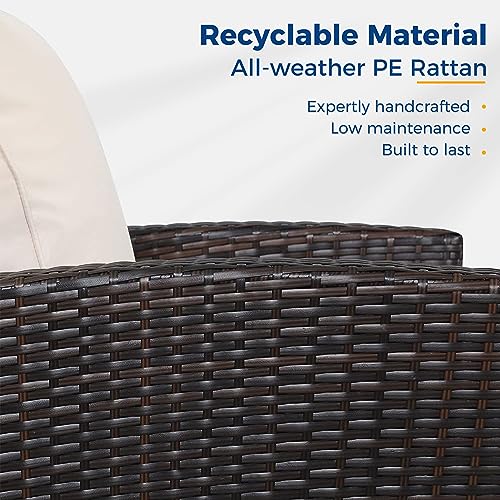 Wisteria Lane 4 Piece Outdoor Patio Furniture Sets, Wicker Conversation Set for Porch Deck, Gray Rattan Sofa Chair with Cushion