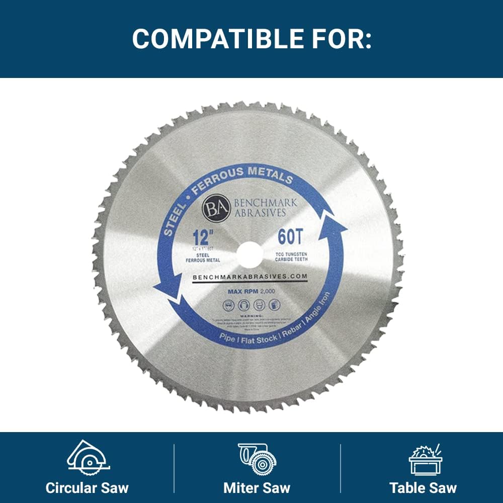 Benchmark Abrasives 14" 80 Tooth Tungsten Carbide Tips Saw Blade for Thin Steel and Ferrous Metals
