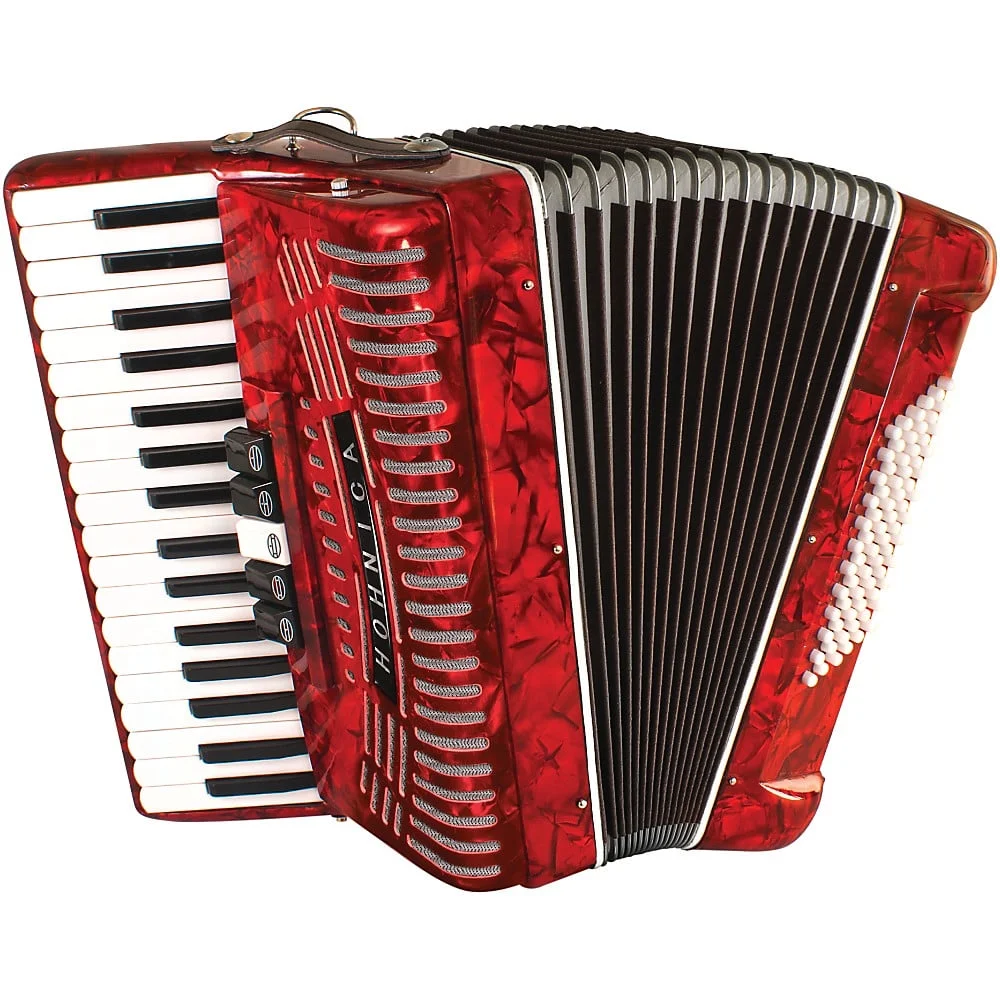 Hohner Hohnica 1305 Beginner 72 Bass Accordion Red - Curated Treasures Market