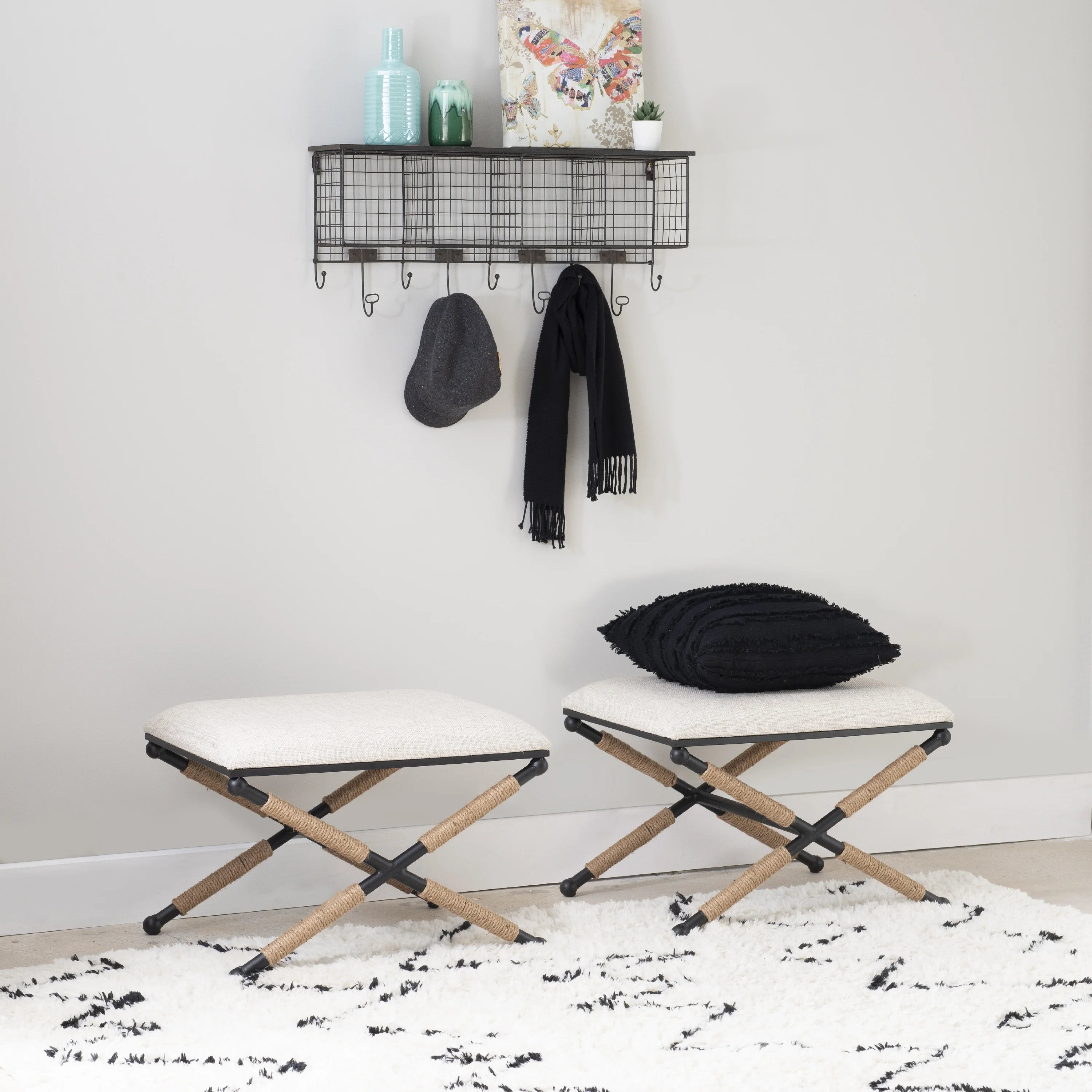 Linon Ashburn Campaign Accent Stool