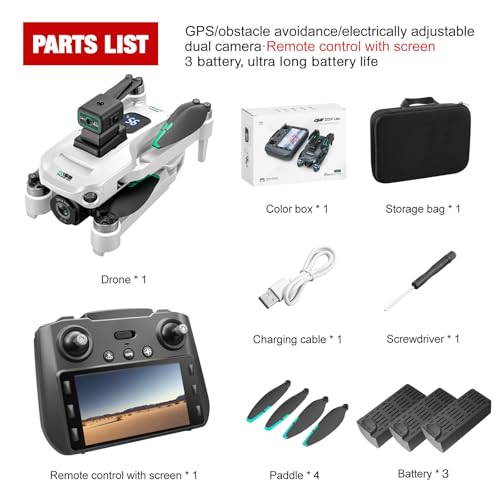 Drone with Camera 4k, GPS HD Drones for Adults, 5G Remote Controller with 5.9 Inch Screen,Obstacle Avoidance Drones, One Key Return