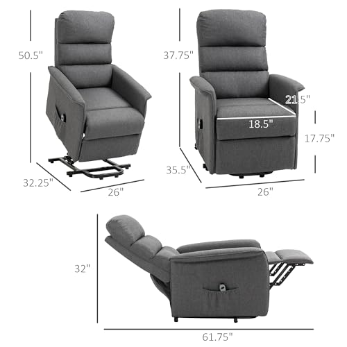 HOMCOM Power Lift Recliner Chair for Elderly, Easy Assembly, Fabric Lift Chair for Adults, Recliner Sofa with Remote Control