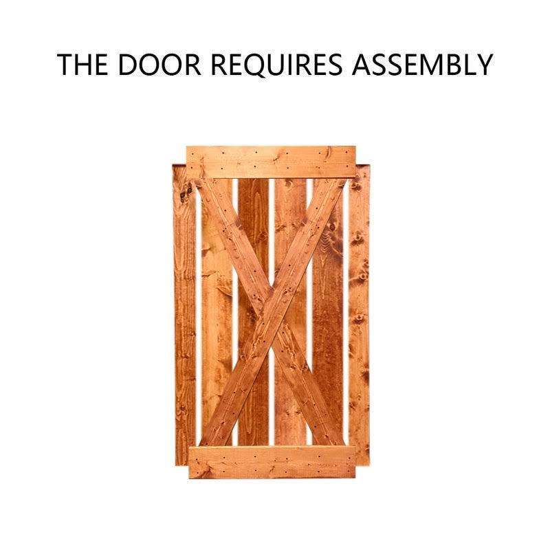 Calhome 42 in. x 84 in. Red Walnut Stained Pine Wood Interior Sliding Barn Door with Hardware Kit