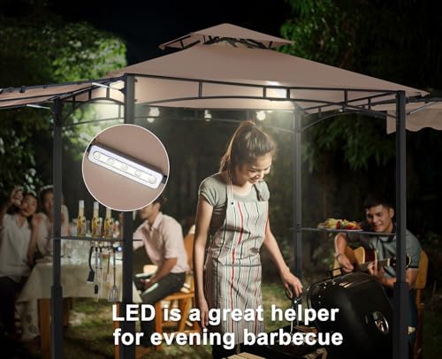 ABCCANOPY 8x5 Grill Gazebo - Outdoor BBQ Canopy Shelter with Led Light for Patio Backyard Grilling (Dark Gray)