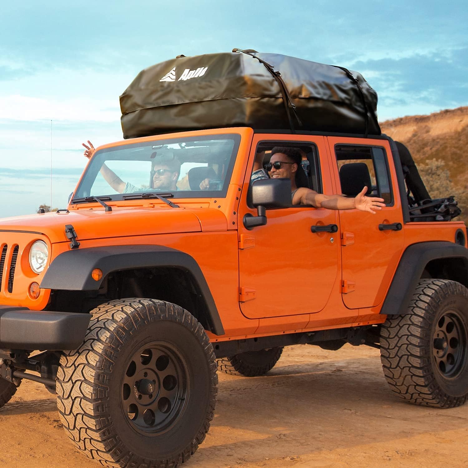 APLLE Rooftop Cargo Carrier, 15 Cubic Feet Rooftop Car Bag, with Anti-Slip Mat, Storage Bag, 8 Reinforced Straps, 6 Door Hooks