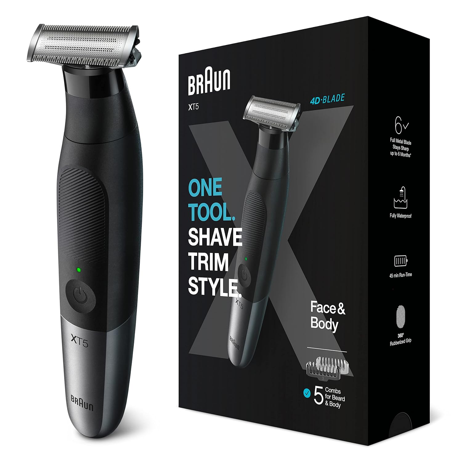 Braun Series XT5 &ndash; Beard Trimmer, Shaver and Electric Razor for Men, Body Grooming Kit for Manscaping, Durable One Blade, One Tool for Stubble