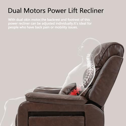 Power Lift Chair Lay Flat Recliner Infinite Position Electric Dual Motor Stand Up Lift Chair with Massage and Heat for Adults