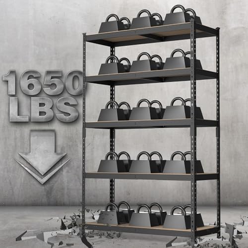 WORKPRO 5-Tier Metal Shelving Unit, 48”W x 24”D x 72”H, Heavy Duty Adjustable Storage Rack, 4000 lbs Load Capacity (Total), for Garage, Basement
