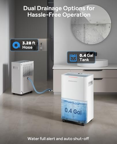 21 Pints Dehumidifier for Basement - 1500 Sq.ft Dehumidifiers for Home, Bedroom & Bathroom with Continuous Drain Hose, Intelligent Humidity Control
