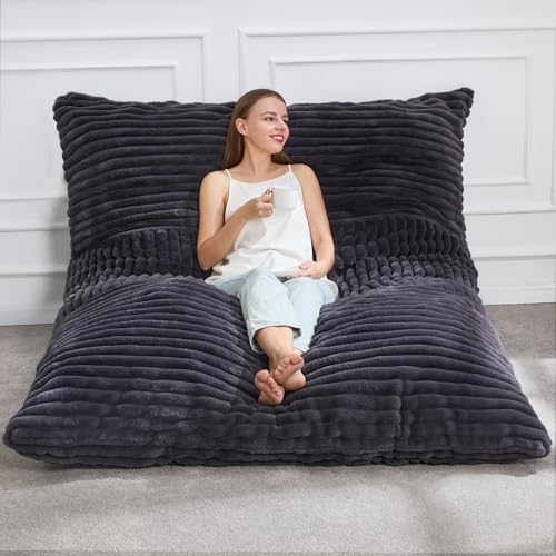 Hobestluk 3 in 1 Bean Bag Chair Giant Bean Bag Chairs Convertible Bean Bag Floor Cushion with Machine Washable Cover