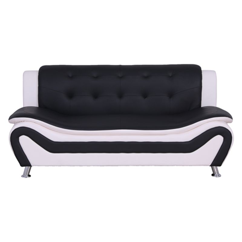 Home Square 3-Piece Set with Sofa and 2 Club Chairs in Black & White