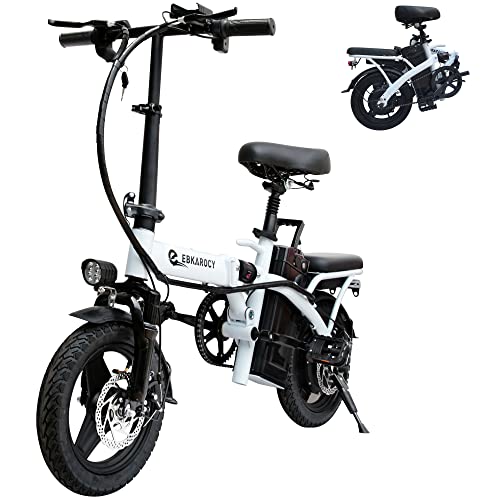 EBKAROCY Ebikes for Adults, 400W Motor 22MPH Max Speed, 14” Tire, 48V 15AH Removable Battery for Electric Bike, Multi-Shock Absorption, City Commuter