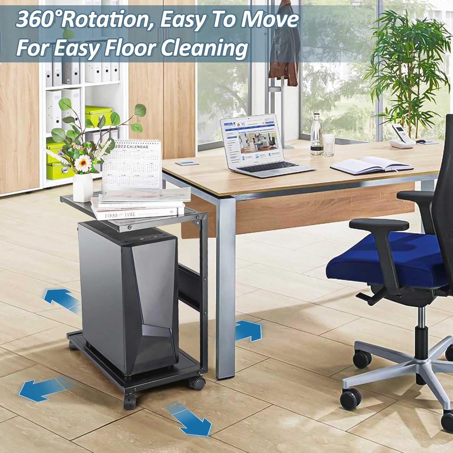 Bfttlity Computer Tower Stand, Iron PC Stand 2-Tier CPU Stand with Locking Caster Wheels Suitable for Most PC