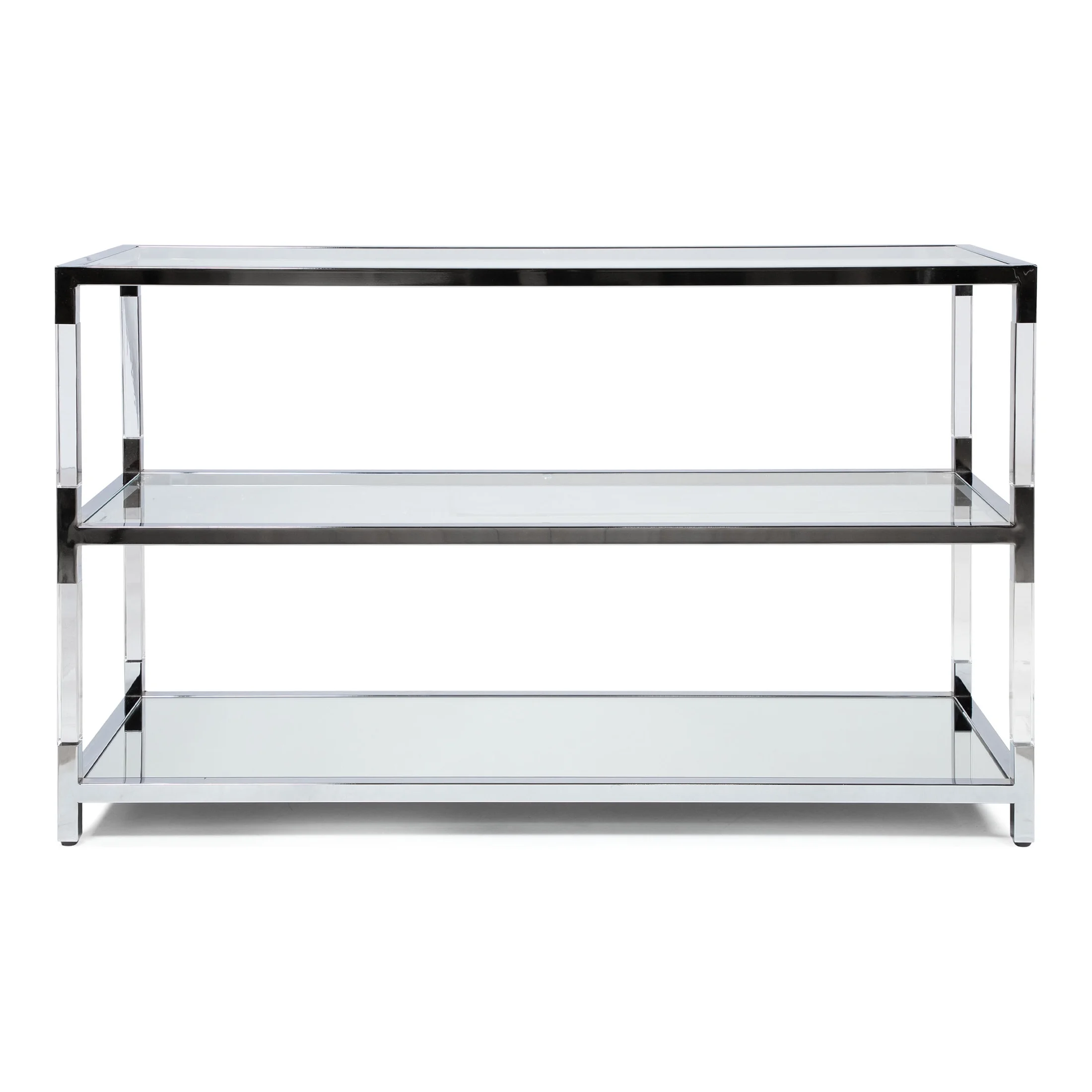 Furniture of America Ajani Glass Top Console Table, Chrome
