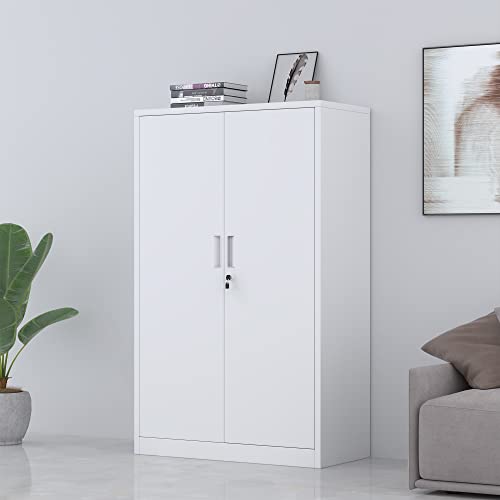 Metal Storage Cabinet with Locking Doors and 3 Adjustable Shelves