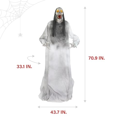 Haunted Hill Farm 5.9 ft. Animatronic Lurching Woman by Tekky, Halloween Animatronic, Scary Indoor House Prop & Decoration