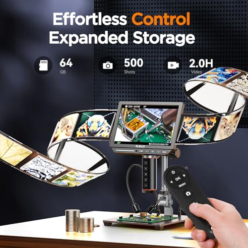 Elikliv Autofocus 4K Digital Microscope EM4K-AF, 52MP Soldering Microscope for PCB Repair, Coin Inspection & Watchmaking, 2000X Magnifier Scope