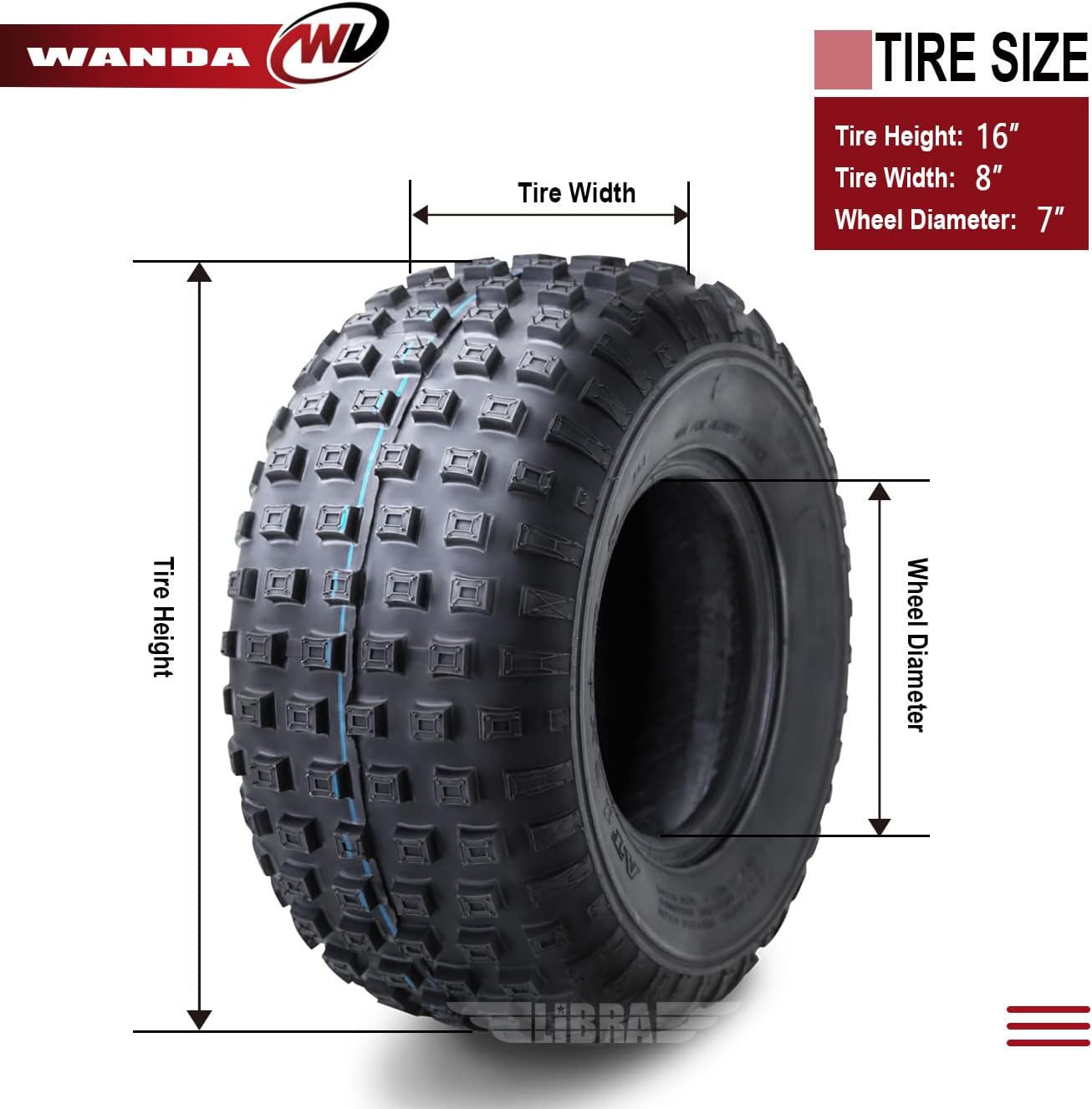Set of 2 Sport ATV tires go cart tires 16x8-7 16X8X7 4PR Pack of 2