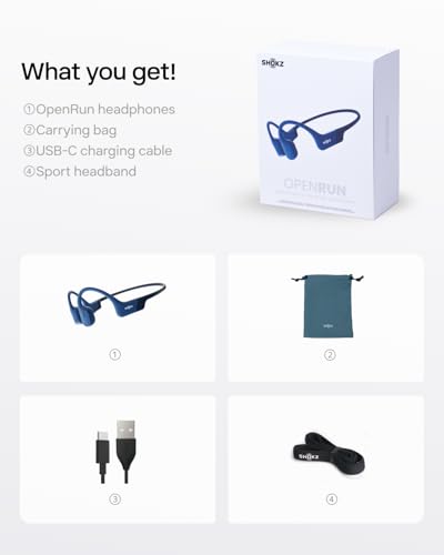 SHOKZ OpenRun - Open-Ear Bluetooth Bone Conduction Sport Headphones, Sweat Resistant Wireless Earphones for Workouts and Running, Built-in Mic